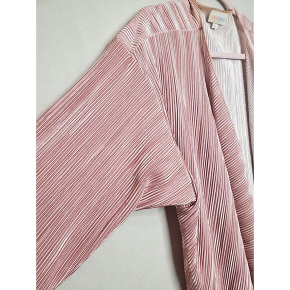 Lularoe Shirley Micropleated Duster Blush Pink Cardigan Barbiecore Coquette - Picture 3 of 7